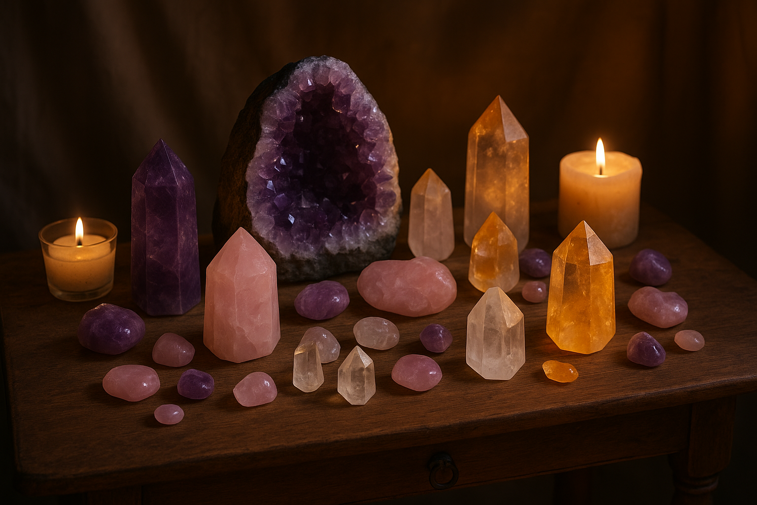 crystals on an alter