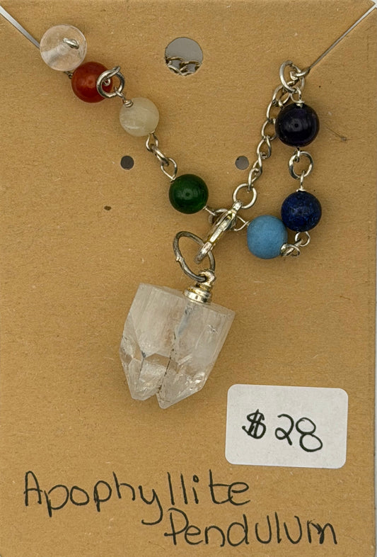 Apophyllite Pendulum – Crystal Bead Chain for Intuition & Clarity