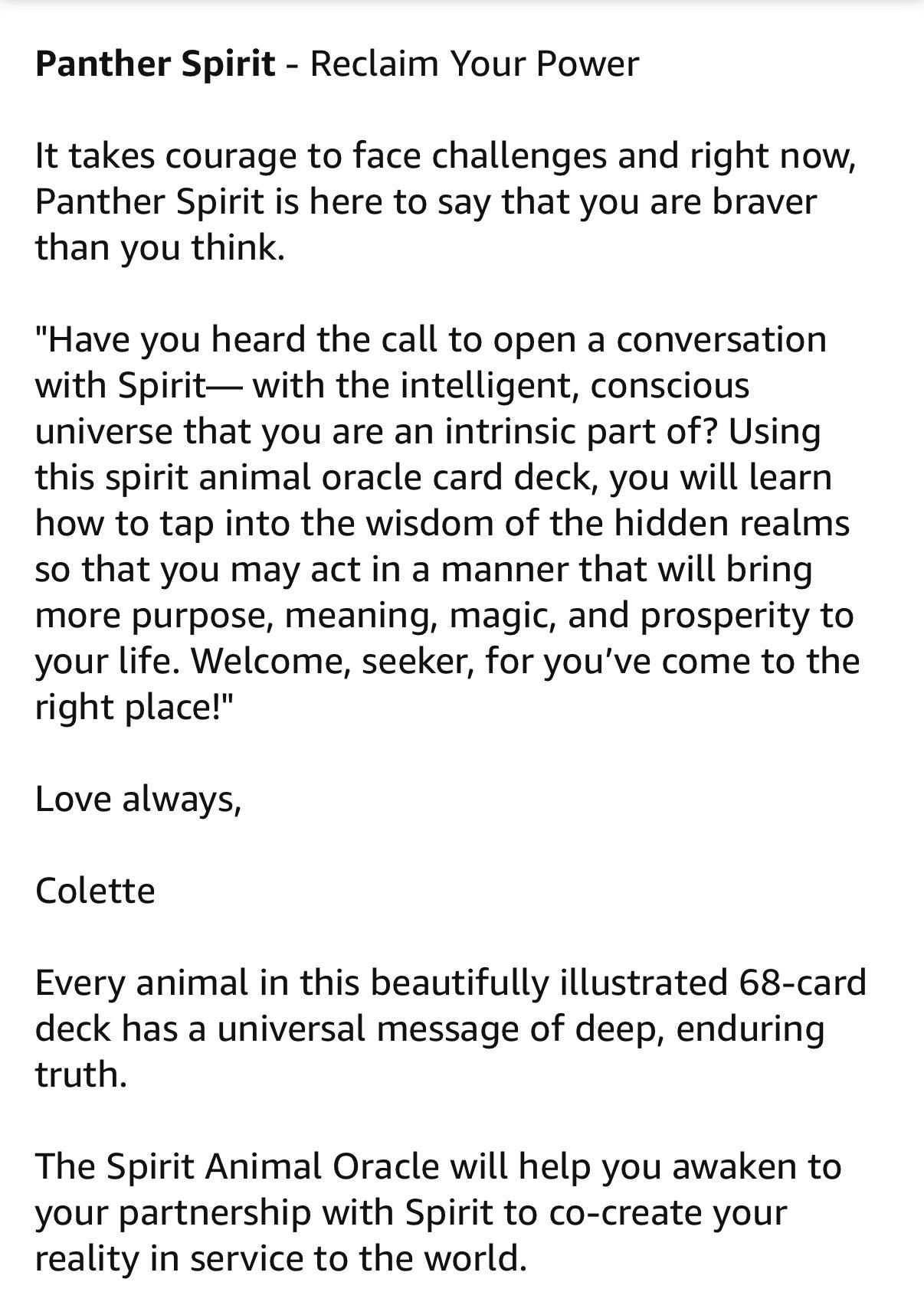 The Spirit Animal Oracle by Colette Baron-Reid