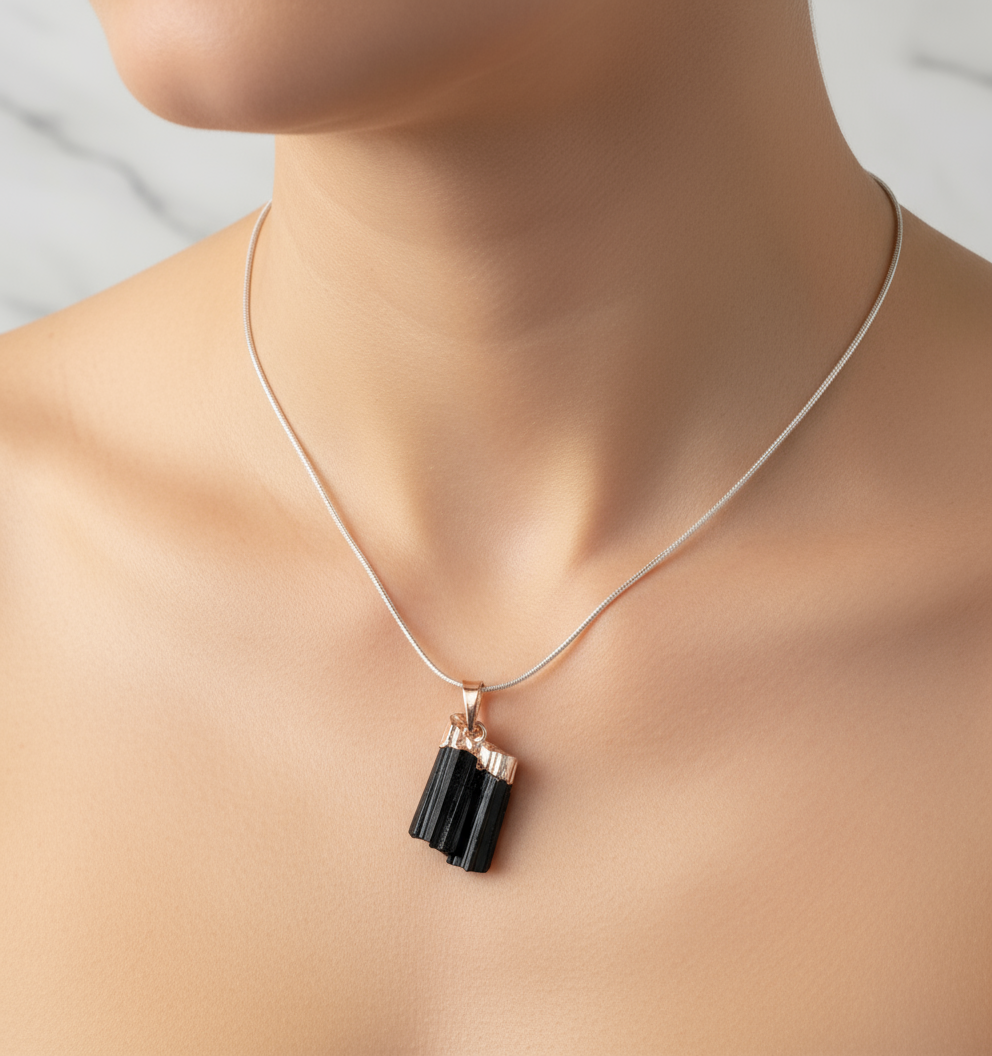 Natural Black Tourmaline Pendant – Grounding, Protection & Energy Shield