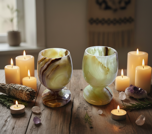 Rainbow Onyx Crystal Goblet – Alignment of Mind, Body & Spirit