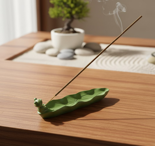 Little Green Frog Incense Holder – Symbol of Luck, Renewal & Joy