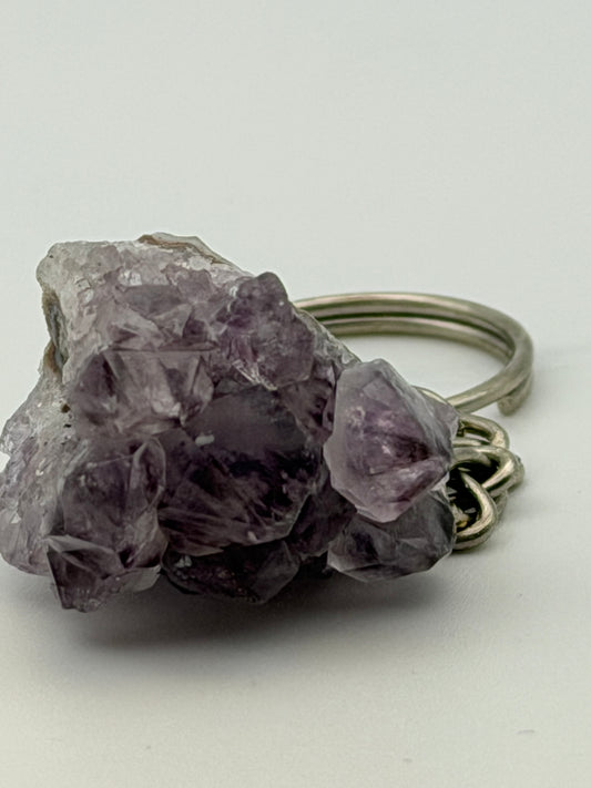 Amethyst Cluster Keychain – Intuition, Calm & Protection