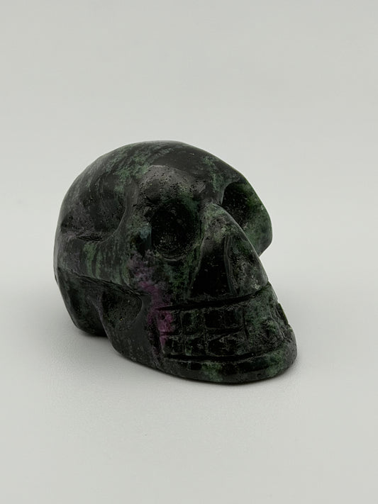 Ruby Zoisite Skull – Transformation, Insight & Spiritual Alignment