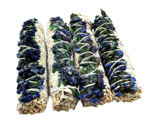 White Sage & Blue Sinuata Floral Smudge Bundle