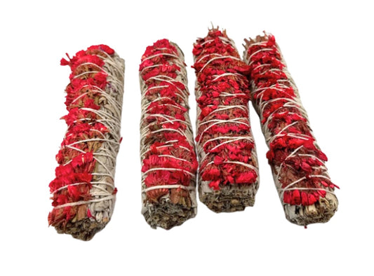 White Sage with Red Sinuata Flowers